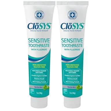 CloSYS Fluoride Toothpaste, 7 Ounce (Pack of 2) Gentle Mint, Whitening, Enamel Protection, Sulfate Free