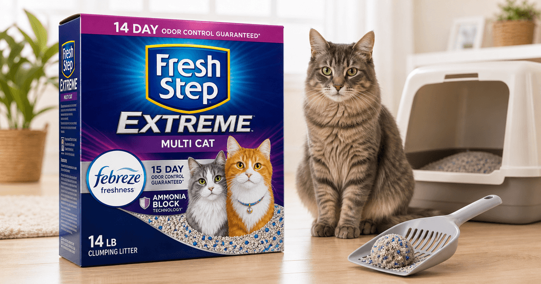 Fresh Step Extreme Multi-Cat Clumping Litter Review (Febreze, Ammonia Block, Low Dust, 14 lb Box)