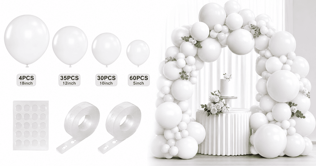 RUBFAC 129pcs White Balloon Set Review: Versatile Latex Kit for Balloon Garlands and Arches