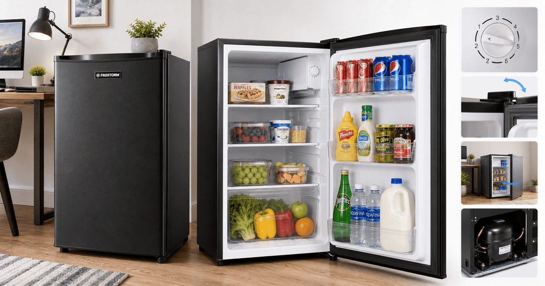 Frostorm 3.2 Cu Ft Mini Fridge with Freezer Review: Compact Cold Storage for Bedrooms, Offices, and Dorms
