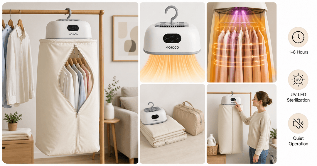 MOJOCO Portable Clothes Dryer Review: Compact Heat-Drying for Small Spaces and Travel