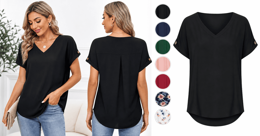 OFEEFAN Women’s Short Sleeve V-Neck Top Review: Versatile Dressy-Casual Blouse for Spring and Summer