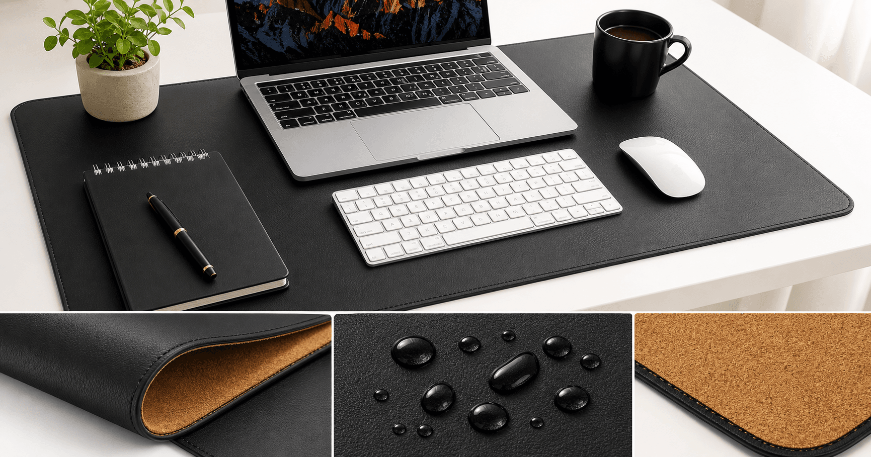Aothia Non-Slip Waterproof PU Leather Desk Pad Protector (23.6" x 13.7", Black) Review
