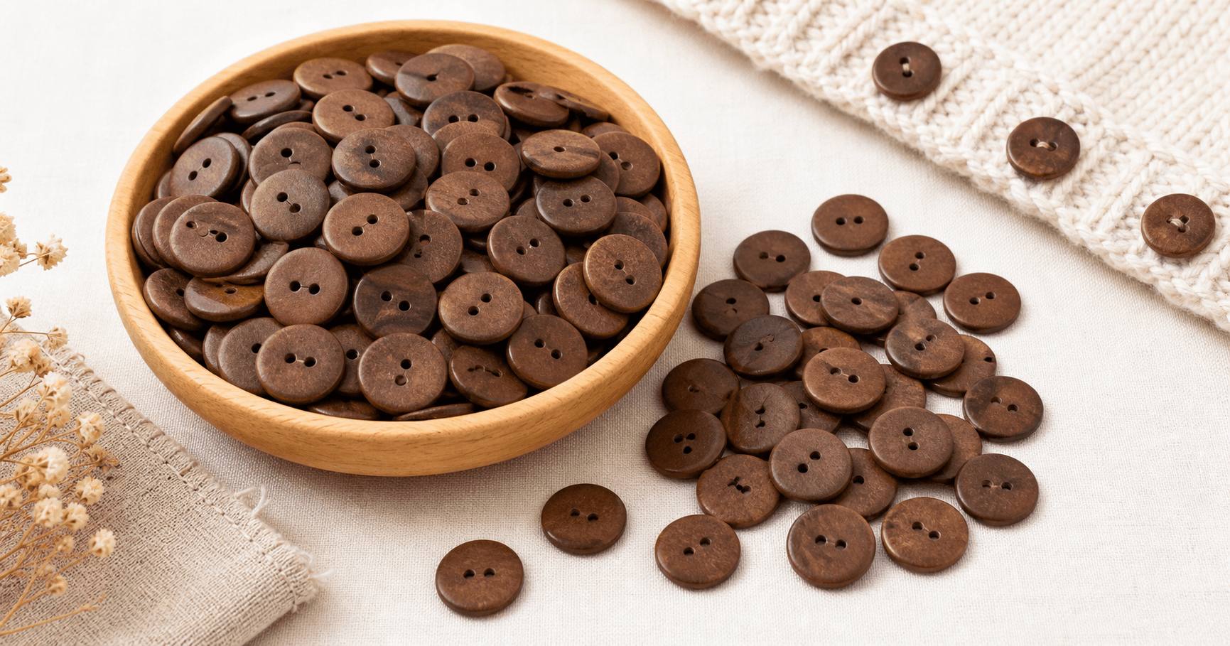 100 Pcs Coffee Wooden 2‑Hole Buttons Review: Simple, Versatile Notions for Everyday Crafts
