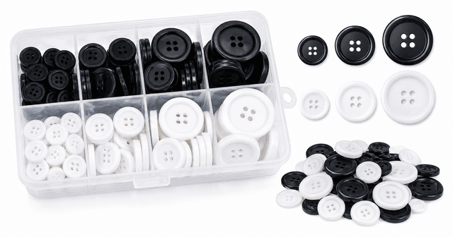 OELFFOW 110-Piece Mixed Sewing Buttons Review: Versatile Black & White Button Set for Clothing and Crafts