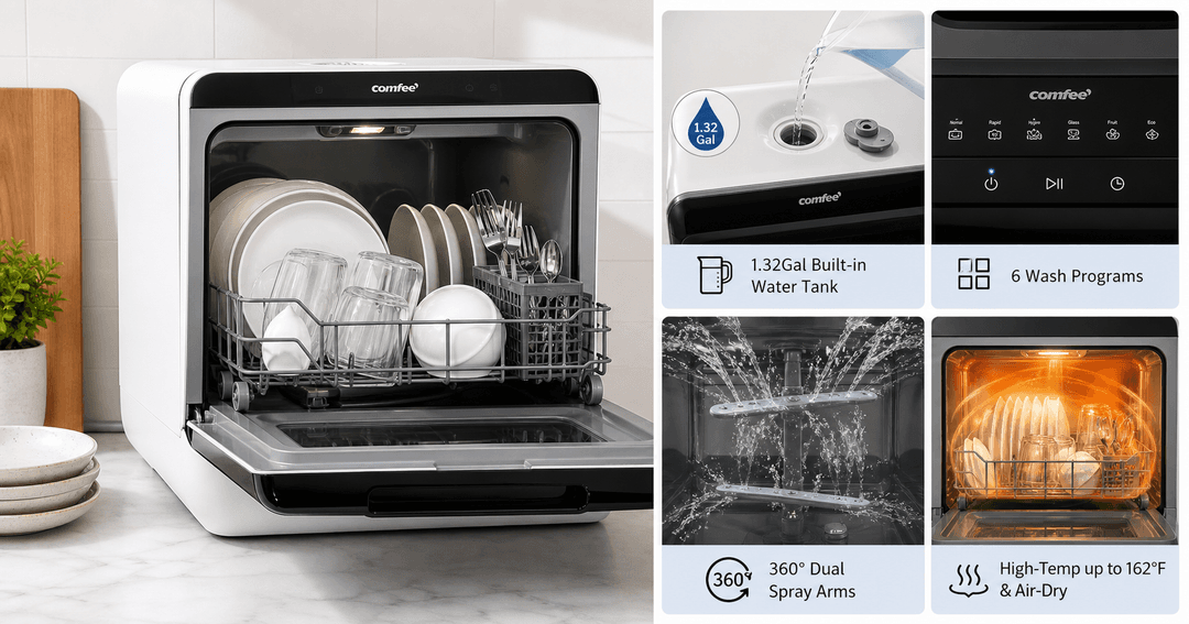 COMFEE' Portable Mini Dishwasher Countertop Review: Compact Cleaning for Small Spaces