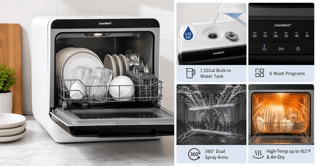 COMFEE' Portable Mini Dishwasher Countertop Review: Compact Cleaning for Small Spaces