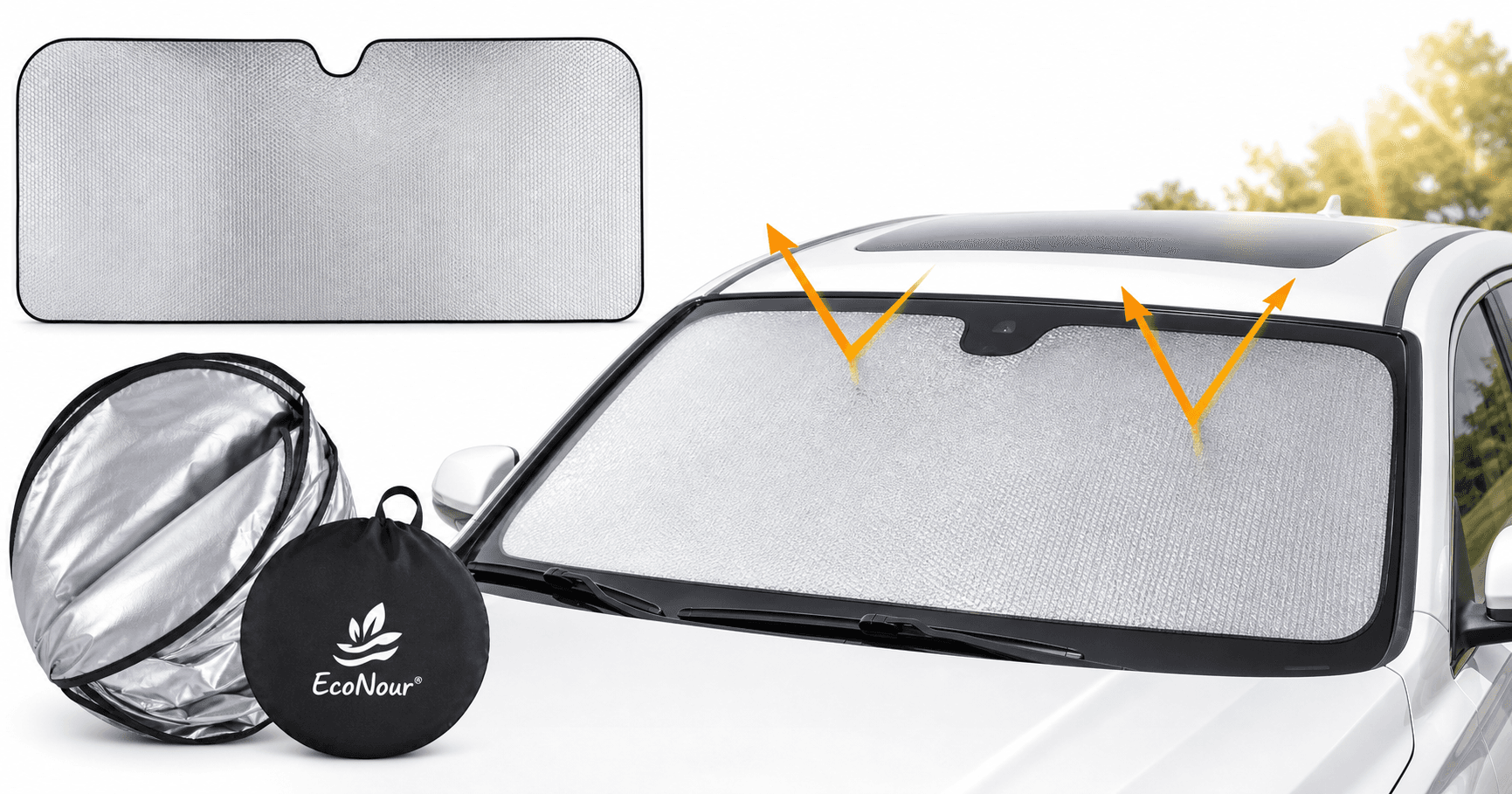 EcoNour 64" x 32" Car Windshield Sunshade Review: Simple, Effective Heat and UV Protection