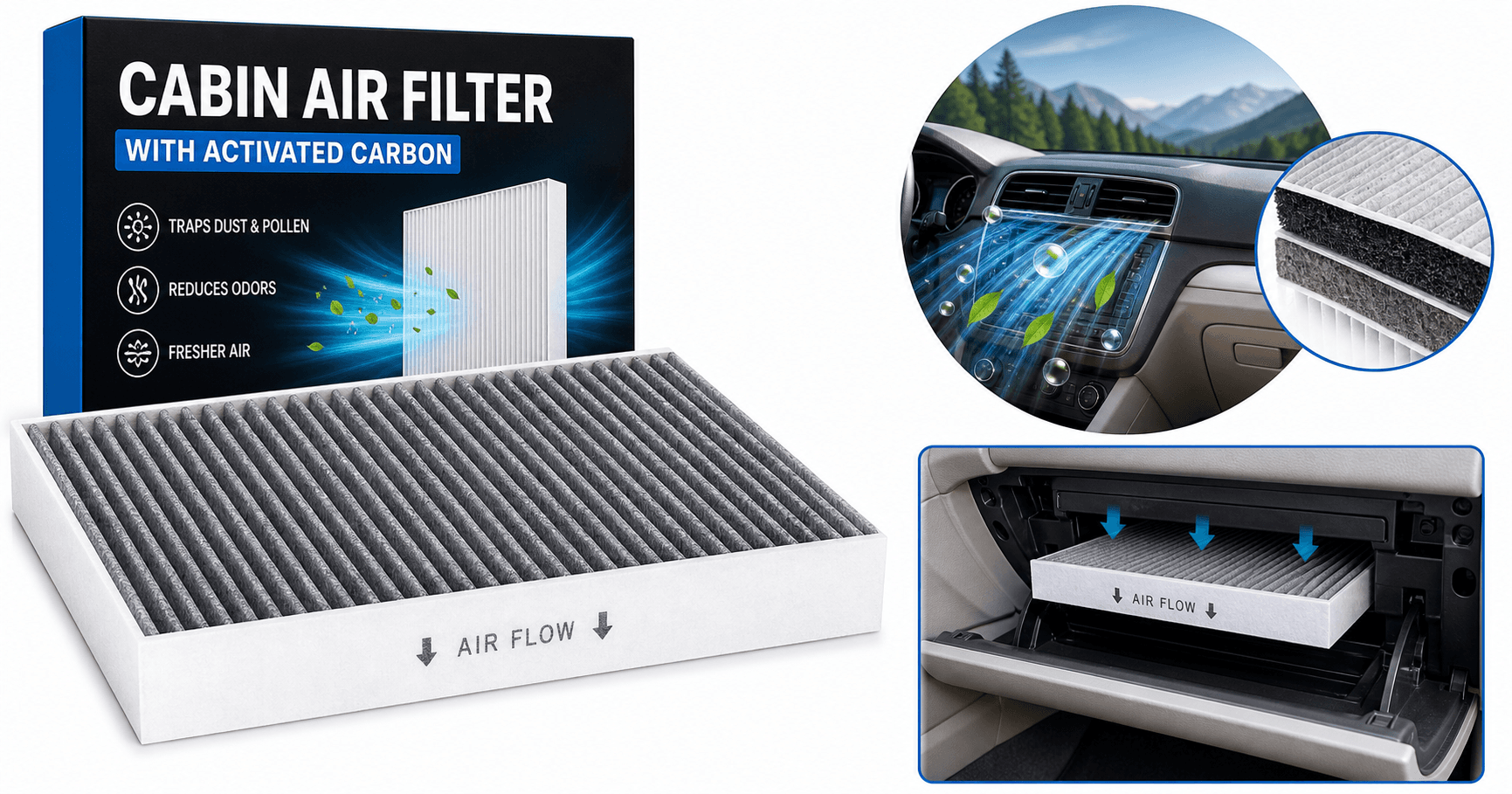 Cabin Air Filter with Activated Carbon for Honda & Acura: Broad Compatibility, Cleaner Cabin Air