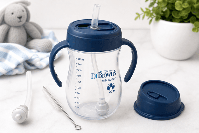 Dr. Brown's Milestones Baby's First Straw Cup (9 oz, Dark Blue) Review: A Thoughtful Transition from Bottle to Straw
