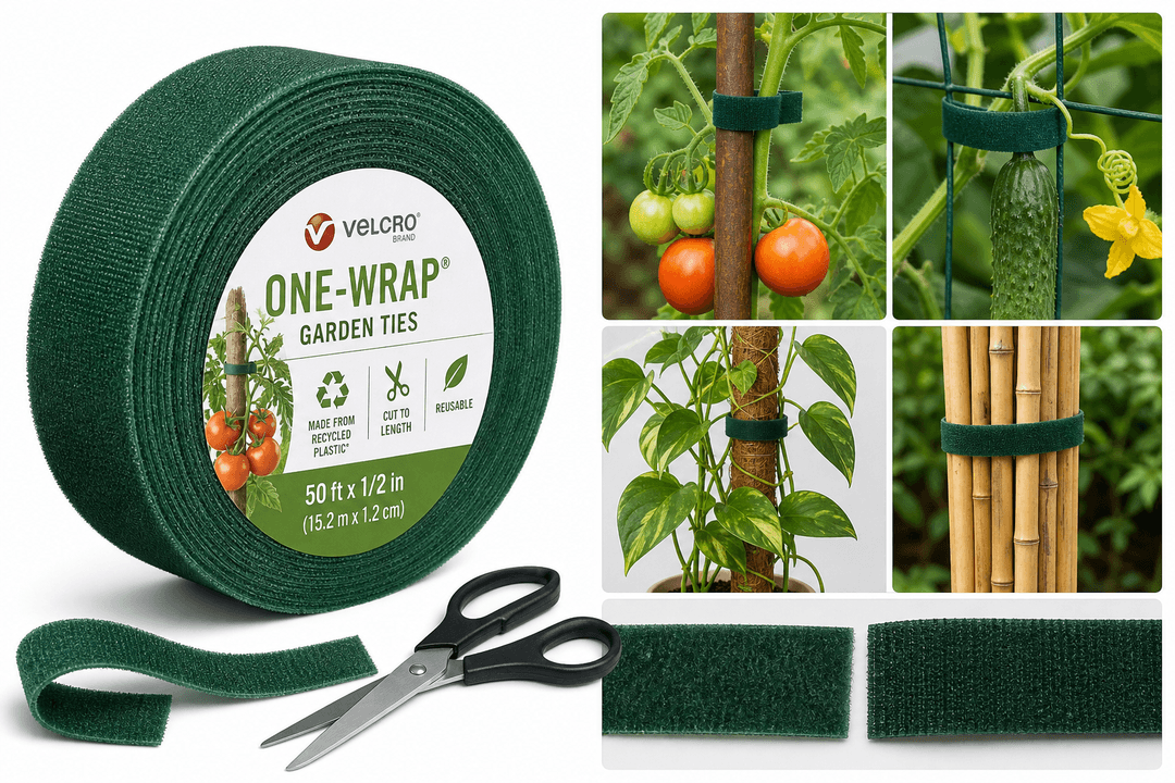 VELCRO Brand ONE-WRAP Garden Ties (50 ft x 1/2 in, Green-Recycled Plastic): Flexible Support for Everyday Gardening