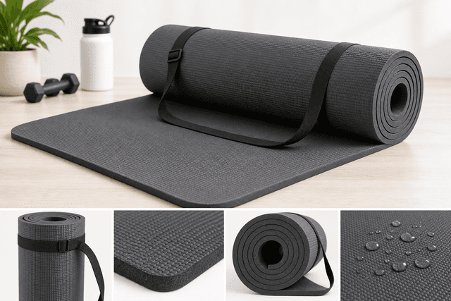 Amazon Basics Extra Thick Exercise Yoga Mat with Carrying Strap: A Cushioned Budget Mat for Everyday Workouts