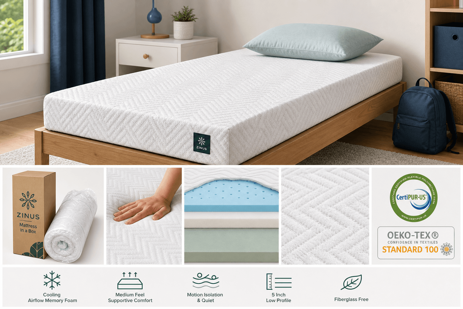 Zinus 5 Inch Twin Cooling Essential Memory Foam Mattress Review: Slim, Supportive, and Surprisingly Cool
