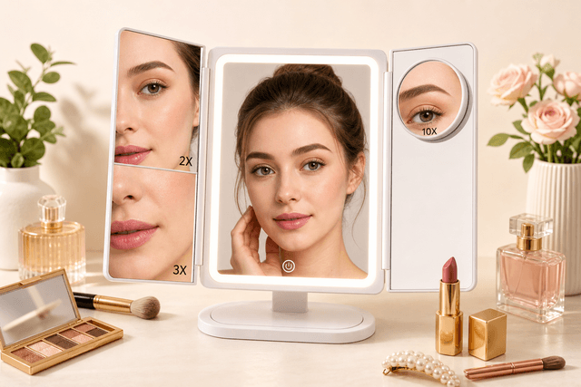 HUONUL Trifold Lighted Vanity Mirror Review: Flexible Magnification for Everyday Makeup and Skincare