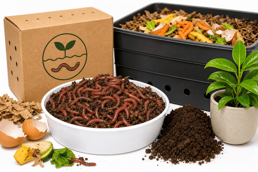 Red Wigglers Composting Worms (1/8 lb): Small Starter Colony for Kitchen Scraps and Garden Soil Health
