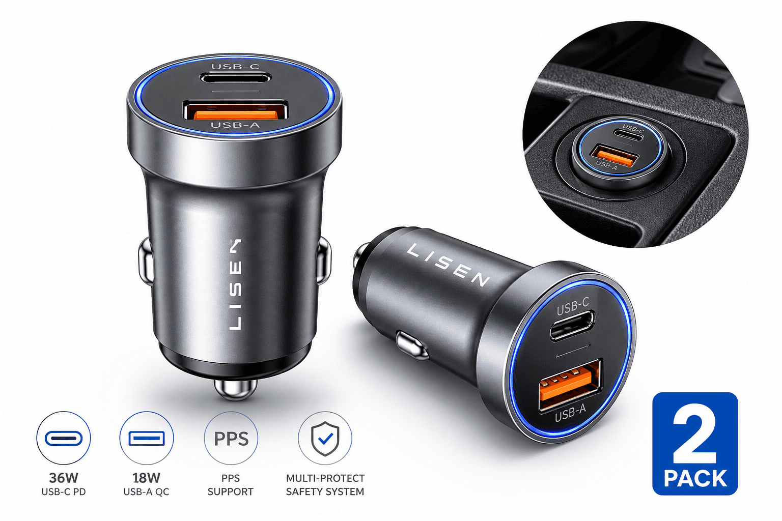 LISEN 69W USB‑C Car Charger (2‑Pack) Review: Compact, All‑Metal Fast Charging for Modern Phones