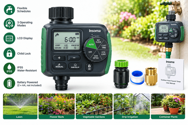 Insoma Outdoor Garden Hose Faucet Timer Review: Programmable Watering for Lawns and Gardens