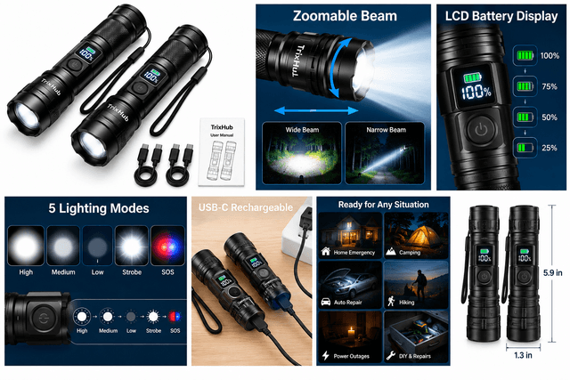 TrixHub Rechargeable Flashlights 2 Pack Review: Bright, Versatile, and Easy to Recharge