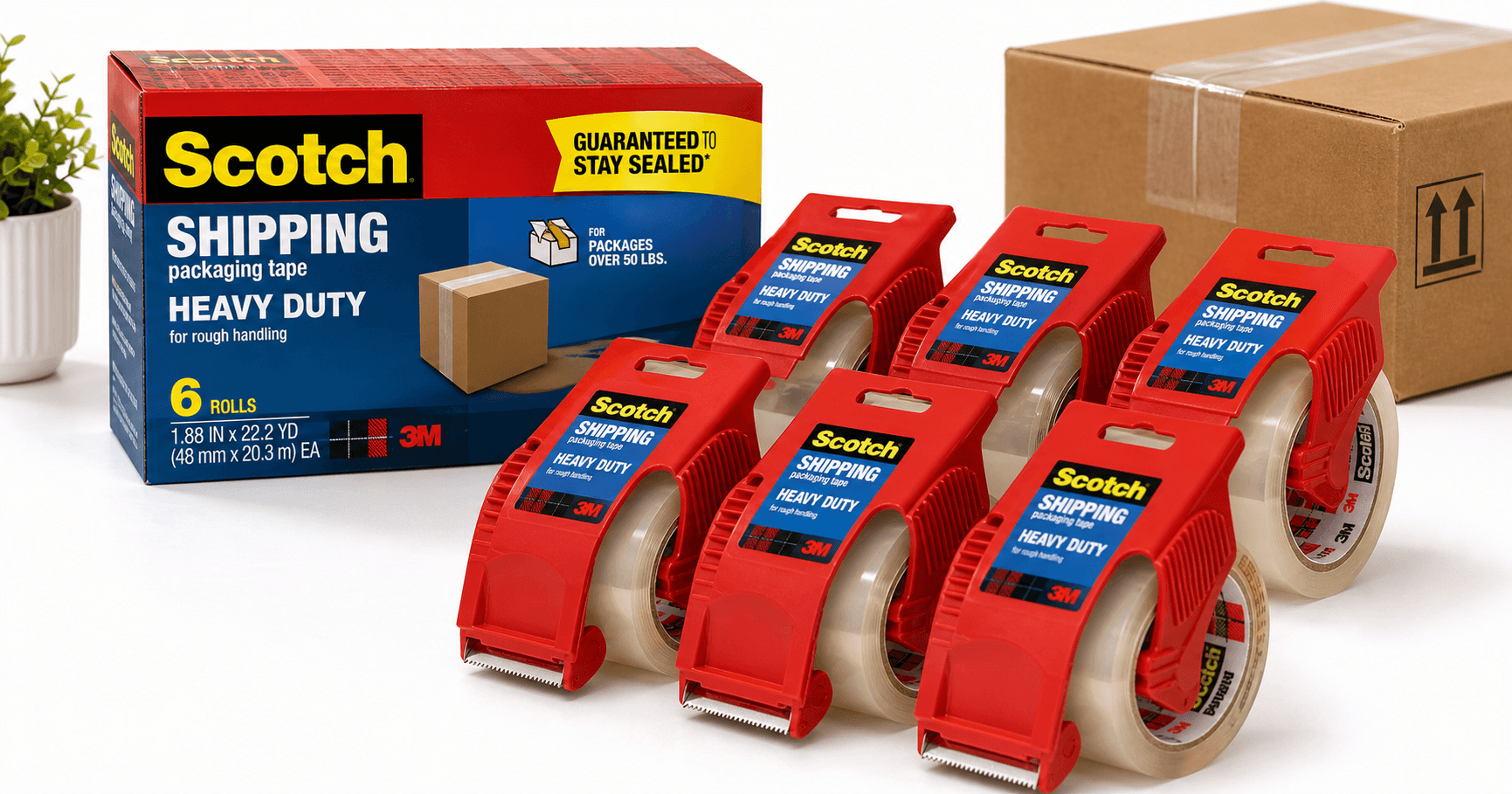 Scotch Heavy Duty Shipping Packing Tape (6 Roll Dispensers) Review: Reliable Strength for Moving and Mailing