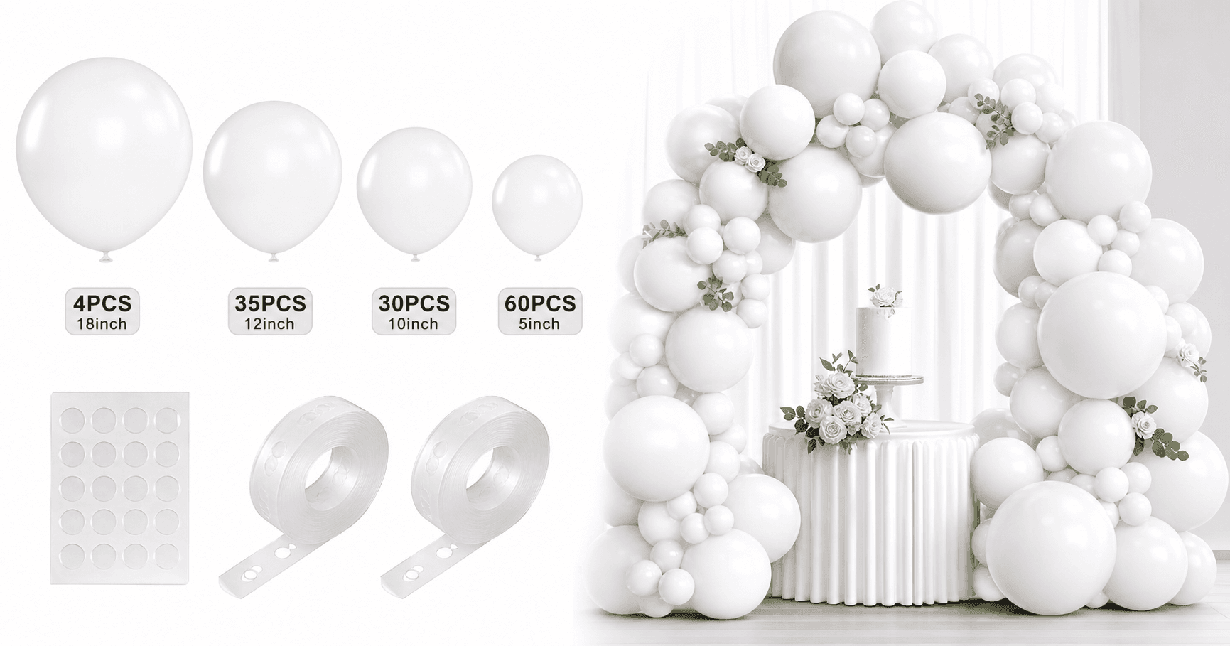 RUBFAC 129pcs White Balloon Set Review: Versatile Latex Kit for Balloon Garlands and Arches