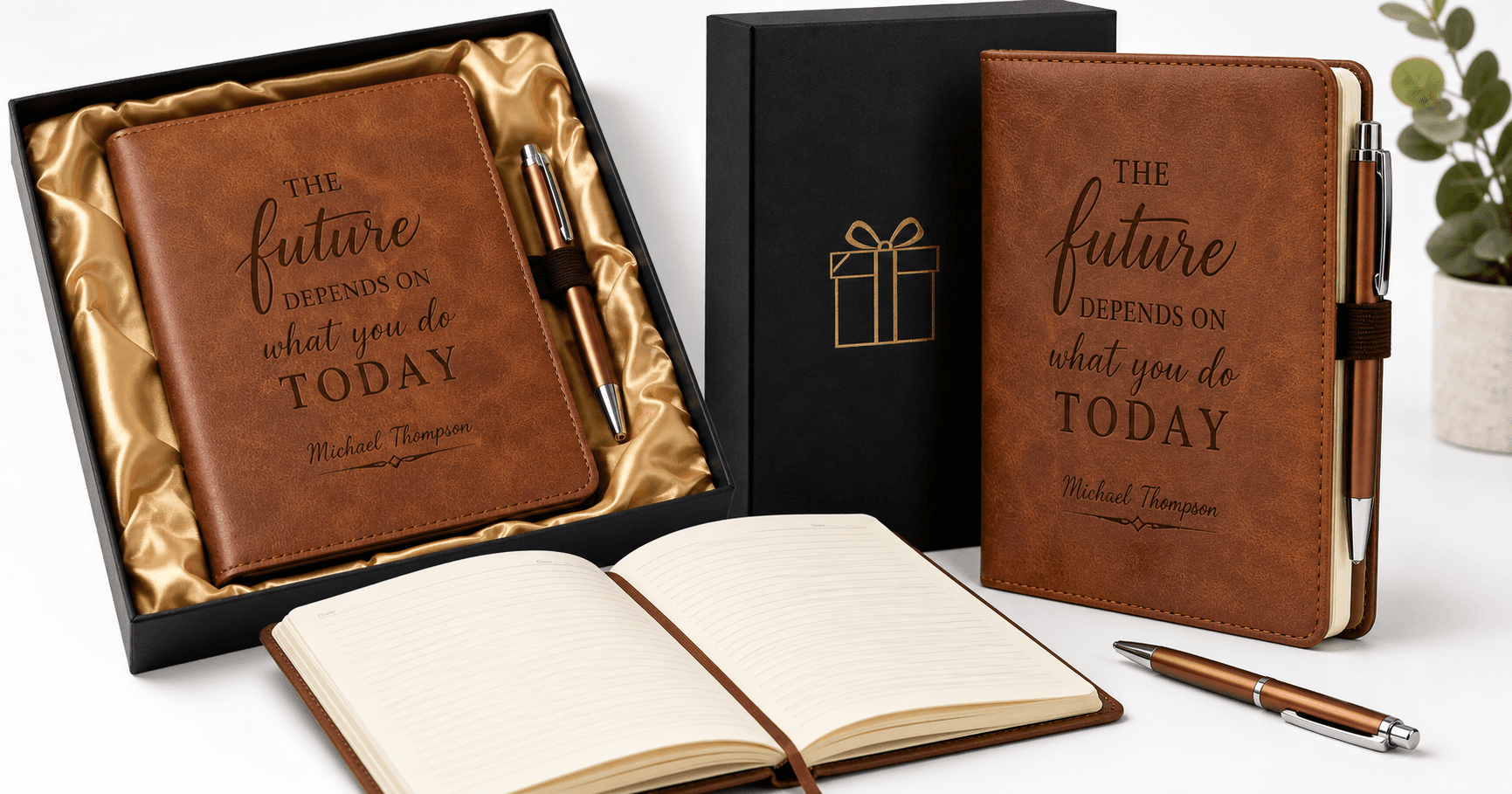 Personalized Leather Notebook with Pen & Gift Box: A Thoughtful, Customizable Journal Set