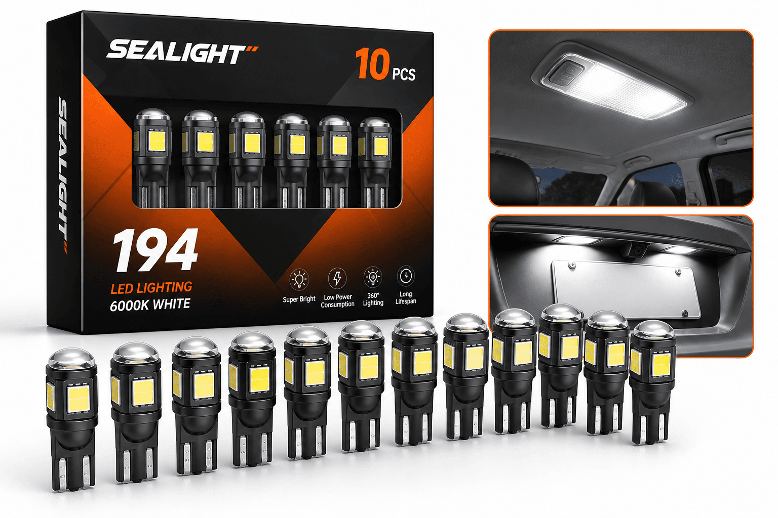 SEALIGHT 194 LED Bulb 6000K White (Pack of 10) Review: A Simple but Effective Interior & License Plate Upgrade