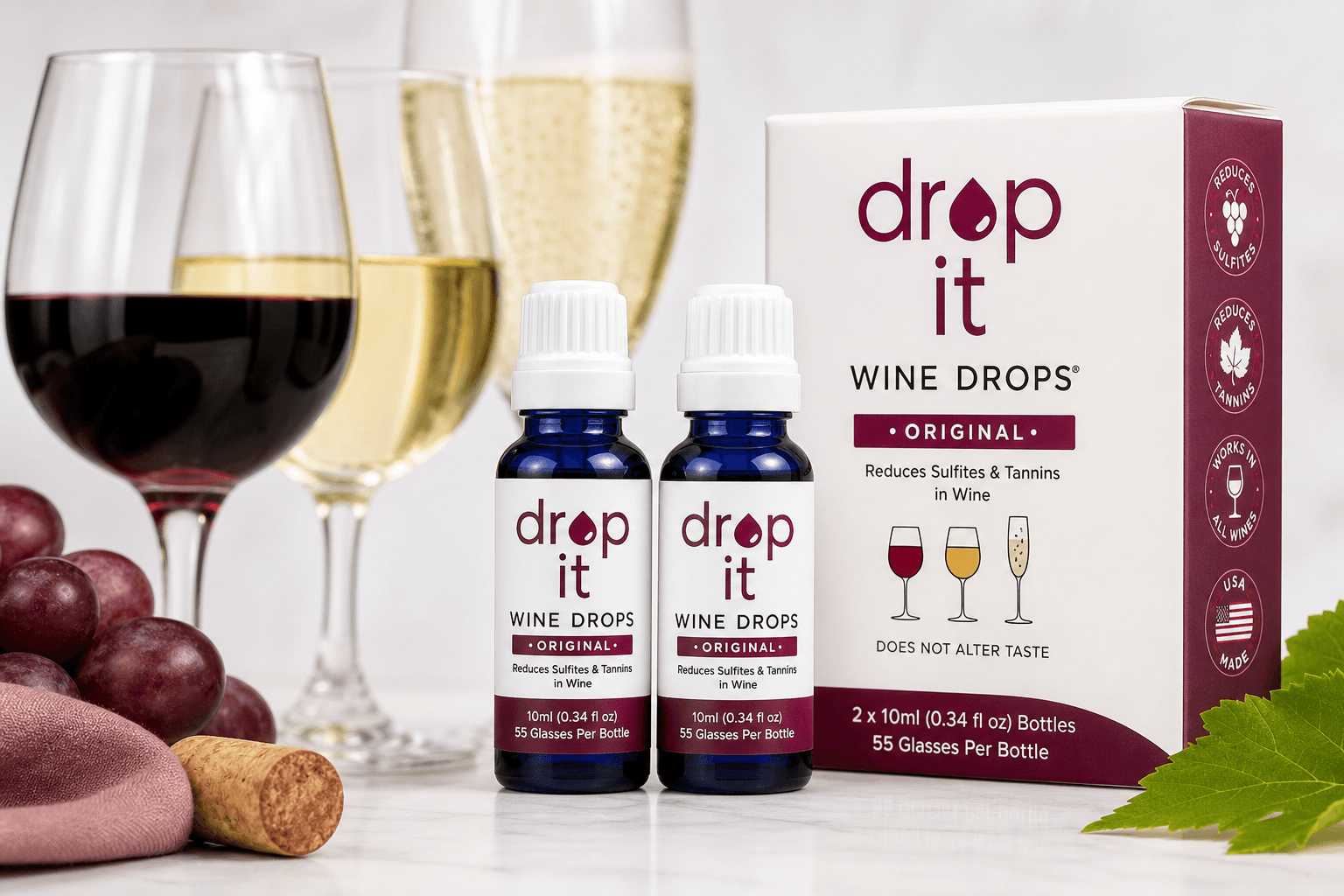 Drop It Wine Drops (Original 2-Pack): A Practical Way to Reduce Sulfites and Tannins in Everyday Wines