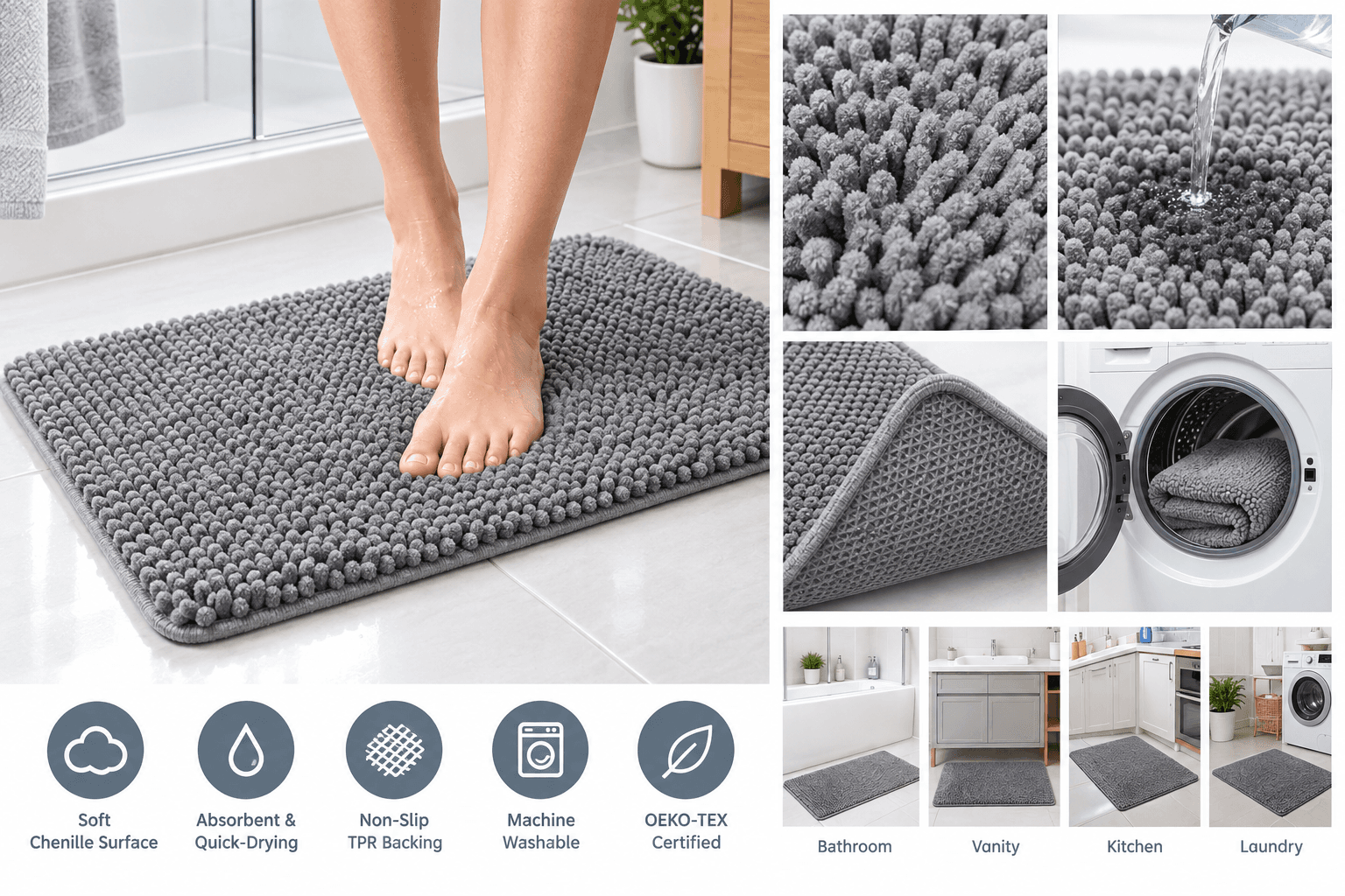 OLANLY Bathroom Rugs 30x20 Review: Soft Chenille Comfort and Everyday Absorbency